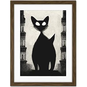 Doppelganger33 LTD Giant Black Cat Le Chat Noir City Monochrome Illustration Artwork Framed Wall Art Print 18X24 Inch Doppelganger33 LTD Giant Black Cat Le Chat Noir City Monochrome Illustration Artwork Framed Wall Art Print 18X24 Inch