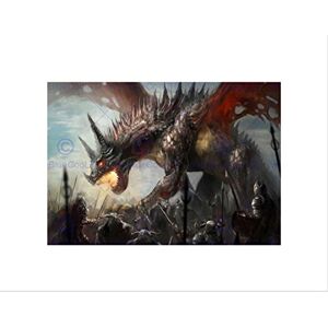 Wee Blue Coo PAINTING FANTASY MONSTER DRAGON BATTLE COOL BLACK FRAMED ART PRINT B12X13591 Wee Blue Coo PAINTING FANTASY MONSTER DRAGON BATTLE COOL BLACK FRAMED ART PRINT B12X13591