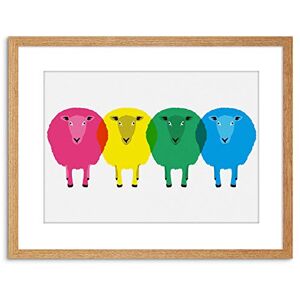 Wee Blue Coo Cute Colourful Cartoon Sheep Framed Framed Wall Art Print Wee Blue Coo Cute Colourful Cartoon Sheep Framed Framed Wall Art Print