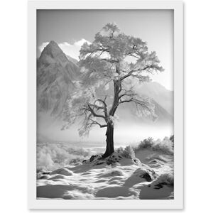 Artery8 Frozen Tree in Snowy Mountain Landscape Bright Black and White Photograph Winter Sunrise Crisp Morning Light Artwork Framed A3 Wall Art Print Artery8 Frozen Tree in Snowy Mountain Landscape Bright Black and White Photograph Winter Sunrise Crisp Morning Light Artwork Framed A3 Wall Art Print