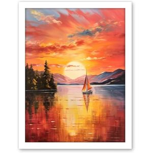 Artery8 Serene Lake Sunset Sailing Vibrant Oil Painting Sail Boat Lakeside Mountain Landscape Artwork Framed Wall Art Print 18X24 Inch Artery8 Serene Lake Sunset Sailing Vibrant Oil Painting Sail Boat Lakeside Mountain Landscape Artwork Framed Wall Art Print 18X24 Inch