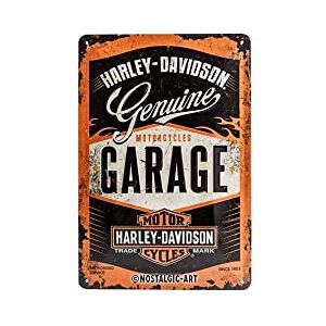 Nostalgic-Art Retro Tin Sign – Harley-Davidson Garage – Gift idea for motorcycle fans, Metal Plaque, Vintage design for wall decoration, 20 x 30 cm Nostalgic-Art Retro Tin Sign – Harley-Davidson Garage – Gift idea for motorcycle fans, Metal Plaque, Vintage design for wall decoration, 20 x 30 cm