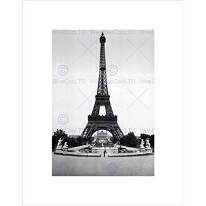 Wee Blue Coo Eiffel Tower Trocadero Exposition Universal 1900 Paris Old BW Art Wall Art Print Wee Blue Coo Eiffel Tower Trocadero Exposition Universal 1900 Paris Old BW Art Wall Art Print