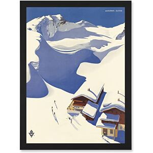 Artery8 Travel Winter Sport Snow Ski Chalet Alps Austria Blue White A4 Artwork Framed Wall Art Print Artery8 Travel Winter Sport Snow Ski Chalet Alps Austria Blue White A4 Artwork Framed Wall Art Print