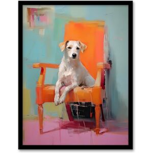 Artery8 Content Dog Portrait Resting on Orange Armchair Artwork Framed Wall Art Print 18X24 Inch Artery8 Content Dog Portrait Resting on Orange Armchair Artwork Framed Wall Art Print 18X24 Inch