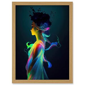 Doppelganger33 LTD Nature Fairy In Colourful Fluorescent Light Dress Artwork Framed A3 Wall Art Print Doppelganger33 LTD Nature Fairy In Colourful Fluorescent Light Dress Artwork Framed A3 Wall Art Print