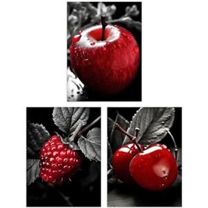 Artery8 Set of 3 Red Apple Raspberry Cherry on Black and White Photograph Kitchen Artwork Unframed Wall Art Living Room Poster Prints Pack Artery8 Set of 3 Red Apple Raspberry Cherry on Black and White Photograph Kitchen Artwork Unframed Wall Art Living Room Poster Prints Pack