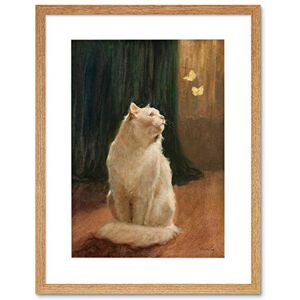 Wee Blue Coo Painting Heyer White Cat And Two Butterflies 12x16 Framed Wall Art Print Wee Blue Coo Painting Heyer White Cat And Two Butterflies 12x16 Framed Wall Art Print