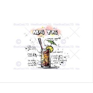 Wee Blue Coo PAINTING ILLUSTRATION ALCOHOL COCKTAIL RECIPE MAI TAI FRAMED ART PRINT B12X13485 Wee Blue Coo PAINTING ILLUSTRATION ALCOHOL COCKTAIL RECIPE MAI TAI FRAMED ART PRINT B12X13485