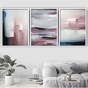 Artze Wall Art Abstract Art Prints 3-Piece Set, 50 cm Width x 70 cm Height, Navy/Blush Pink Artze Wall Art Abstract Art Prints 3-Piece Set, 50 cm Width x 70 cm Height, Navy/Blush Pink
