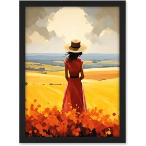 Artery8 Golden Countryside by the Sea Oil Painting Woman Looking over Horizon in Coastal Farmland Landscape Artwork Framed A3 Wall Art Print Artery8 Golden Countryside by the Sea Oil Painting Woman Looking over Horizon in Coastal Farmland Landscape Artwork Framed A3 Wall Art Print
