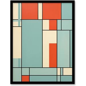 Artery8 Piet Mondrian Inspired Teal And Coral Abstract Geometry Artwork Artwork Framed Wall Art Print A4 Artery8 Piet Mondrian Inspired Teal And Coral Abstract Geometry Artwork Artwork Framed Wall Art Print A4