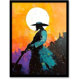 Artery8 Wild West Sunset Desperado Cowboy Concept Art Living Room Artwork Framed Wall Art Print 18X24 Inch Artery8 Wild West Sunset Desperado Cowboy Concept Art Living Room Artwork Framed Wall Art Print 18X24 Inch