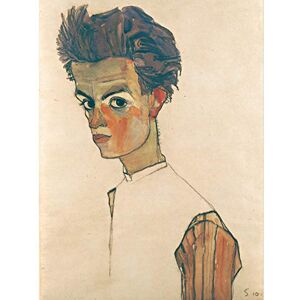 Fine Art Prints Egon Schiele Self Portrait With Striped Shirt Large Wall Art Print Canvas Premium Poster Mural Fine Art Prints Egon Schiele Self Portrait With Striped Shirt Large Wall Art Print Canvas Premium Poster Mural