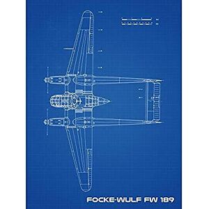 Artery8 Focke-Wulf FW 189 German Plane Blueprint Plan Art Print Canvas Premium Wall Decor Poster Mural Artery8 Focke-Wulf FW 189 German Plane Blueprint Plan Art Print Canvas Premium Wall Decor Poster Mural
