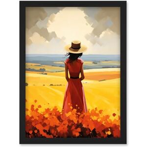 Artery8 Golden Countryside by the Sea Oil Painting Woman Looking over Horizon in Coastal Farmland Landscape Artwork Framed Wall Art Print A4 Artery8 Golden Countryside by the Sea Oil Painting Woman Looking over Horizon in Coastal Farmland Landscape Artwork Framed Wall Art Print A4