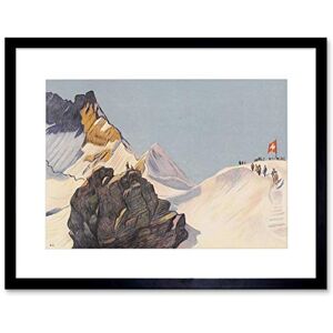 Wee Blue Coo Painting Winter Scene Swiss Alps Mountain Jungfrau Flag Framed Wall Art Print Wee Blue Coo Painting Winter Scene Swiss Alps Mountain Jungfrau Flag Framed Wall Art Print