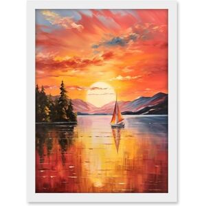 Artery8 Serene Lake Sunset Sailing Vibrant Oil Painting Sail Boat Lakeside Mountain Landscape Artwork Framed A3 Wall Art Print Artery8 Serene Lake Sunset Sailing Vibrant Oil Painting Sail Boat Lakeside Mountain Landscape Artwork Framed A3 Wall Art Print