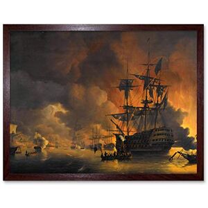 Artery8 Baur Fire Ships Algiers Attack Anglo Dutch Painting Art Print Framed Poster Wall Decor 12x16 inch Artery8 Baur Fire Ships Algiers Attack Anglo Dutch Painting Art Print Framed Poster Wall Decor 12x16 inch