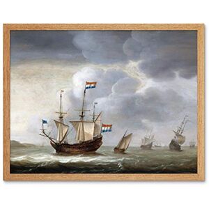 Artery8 Loef Dutch Ships Off The Coast Seascape Painting Art Print Framed Poster Wall Decor 12x16 inch Artery8 Loef Dutch Ships Off The Coast Seascape Painting Art Print Framed Poster Wall Decor 12x16 inch