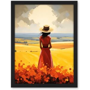 Artery8 Golden Countryside by the Sea Oil Painting Woman Looking over Horizon in Coastal Farmland Landscape Artwork Framed Wall Art Print 18X24 Inch Artery8 Golden Countryside by the Sea Oil Painting Woman Looking over Horizon in Coastal Farmland Landscape Artwork Framed Wall Art Print 18X24 Inch