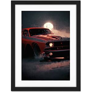 Doppelganger33 LTD Classic Red Sports Muscle Car On A Rainy Atmospheric Night Artwork Framed Wall Art Print 18X24 Inch Doppelganger33 LTD Classic Red Sports Muscle Car On A Rainy Atmospheric Night Artwork Framed Wall Art Print 18X24 Inch