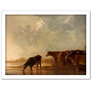 Artery8 Aelbert Cuyp River Landscape With Cows Painting Artwork Framed Wall Art Print 18X24 Inch Artery8 Aelbert Cuyp River Landscape With Cows Painting Artwork Framed Wall Art Print 18X24 Inch