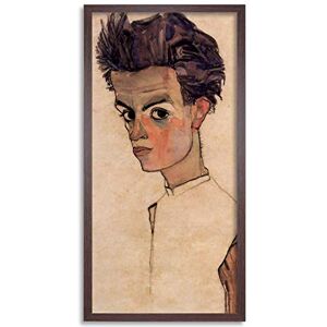 Wee Blue Coo Schiele Self Portrait 1910 Painting Long Panel Framed Wall Art Print Wee Blue Coo Schiele Self Portrait 1910 Painting Long Panel Framed Wall Art Print
