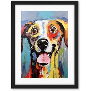 Artery8 Colourful Dog Portrait Artwork by Jason Brydson Happy Face Oil Painting Bold Bright Vibrant Artwork Framed Wall Art Print 18X24 Inch Artery8 Colourful Dog Portrait Artwork by Jason Brydson Happy Face Oil Painting Bold Bright Vibrant Artwork Framed Wall Art Print 18X24 Inch