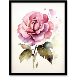 Artery8 Pink Rose Bloom Simple Watercolour Painting Single Flower Valentines Love Nature Colourful Bright Floral Modern Artwork Artwork Framed Wall Art Print A4 Artery8 Pink Rose Bloom Simple Watercolour Painting Single Flower Valentines Love Nature Colourful Bright Floral Modern Artwork Artwork Framed Wall Art Print A4