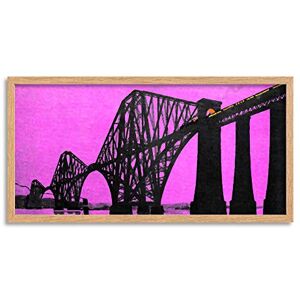 Wee Blue Coo Forth Bridge Edinburgh Pink Long Panel Framed Wall Art Print Wee Blue Coo Forth Bridge Edinburgh Pink Long Panel Framed Wall Art Print
