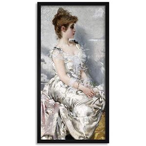 Artery8 Corcos Portrait Woman White Dress Flowers Painting Framed Wall Art Print Long 25X12 Inch Artery8 Corcos Portrait Woman White Dress Flowers Painting Framed Wall Art Print Long 25X12 Inch