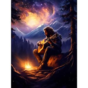 Artery8 Playing Guitar By A Campfire Oil Painting Purple Orange Storm Brewing in Mountain Forest Landscape Extra Large XL Wall Art Poster Print Artery8 Playing Guitar By A Campfire Oil Painting Purple Orange Storm Brewing in Mountain Forest Landscape Extra Large XL Wall Art Poster Print