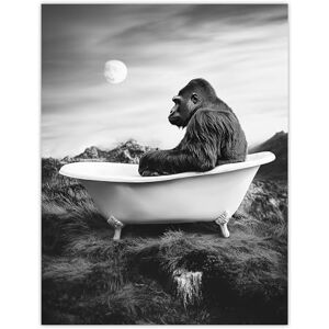 Artery8 Gorilla Ape in Bathtub Black White Valley Surreal Living Room Extra Large XL Wall Art Poster Print Artery8 Gorilla Ape in Bathtub Black White Valley Surreal Living Room Extra Large XL Wall Art Poster Print
