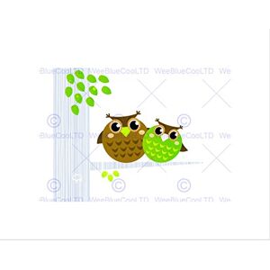 Wee Blue Coo PAINTING ILLUSTRATION CARTOON OWLS TREE LEAVE BLACK FRAMED ART PRINT B12X12909 Wee Blue Coo PAINTING ILLUSTRATION CARTOON OWLS TREE LEAVE BLACK FRAMED ART PRINT B12X12909