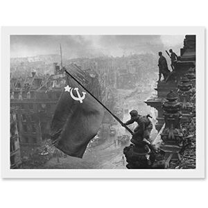 Artery8 Khaldei War WWII USSR Soviet Flag Over Reichstag Berlin Photo Artwork Framed Wall Art Print A4 Artery8 Khaldei War WWII USSR Soviet Flag Over Reichstag Berlin Photo Artwork Framed Wall Art Print A4