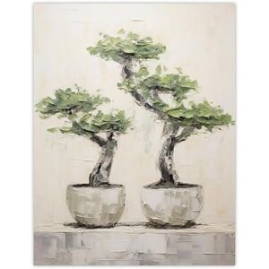 Artery8 Japanese Bonsai Trees In Pots Oil Painting Pallet Knife Neutral Tone Textured Tree Artwork Unframed Wall Art Print Poster Home Decor Premium Artery8 Japanese Bonsai Trees In Pots Oil Painting Pallet Knife Neutral Tone Textured Tree Artwork Unframed Wall Art Print Poster Home Decor Premium