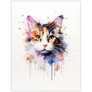 Artery8 Calico Cat Lovers Gift Watercolour Pet Portrait Painting Artwork Extra Large XL Wall Art Poster Print Artery8 Calico Cat Lovers Gift Watercolour Pet Portrait Painting Artwork Extra Large XL Wall Art Poster Print