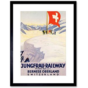 Wee Blue Coo Travel Alpine Rail Jungfrau Mountain Flag Swiss Picture Framed Wall Art Print Wee Blue Coo Travel Alpine Rail Jungfrau Mountain Flag Swiss Picture Framed Wall Art Print
