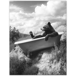 Artery8 Wolverine in Elegant Bathtub Black White Surreal Bathroom Toilet Extra Large XL Wall Art Poster Print Artery8 Wolverine in Elegant Bathtub Black White Surreal Bathroom Toilet Extra Large XL Wall Art Poster Print
