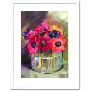 Wee Blue Coo Flowers Bouquet Anemones Art Print Framed Poster Wall Decor 12x16 inch Wee Blue Coo Flowers Bouquet Anemones Art Print Framed Poster Wall Decor 12x16 inch