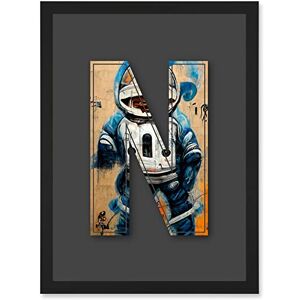 Artery8 - Letter N Space Man Graffiti Alphabet - Black - A4 - Wall Art Artery8 - Letter N Space Man Graffiti Alphabet - Black - A4 - Wall Art