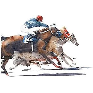 Wee Blue Coo Racing Horses With Jockey Unframed Art Print Poster Wall Decor 12x16 inch Wee Blue Coo Racing Horses With Jockey Unframed Art Print Poster Wall Decor 12x16 inch