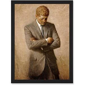Artery8 Shikler Official Portrait US President John Kennedy JFK Painting Artwork Framed Wall Art Print A4 Artery8 Shikler Official Portrait US President John Kennedy JFK Painting Artwork Framed Wall Art Print A4