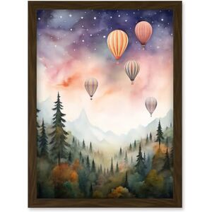 Artery8 Hot Air Balloons Over Misty Forest Landscape Watercolour Painting Orange Green Purple Dreamy Dusk Sky Stars Kids Bedroom Artwork Framed Wall Art Print A4 Artery8 Hot Air Balloons Over Misty Forest Landscape Watercolour Painting Orange Green Purple Dreamy Dusk Sky Stars Kids Bedroom Artwork Framed Wall Art Print A4