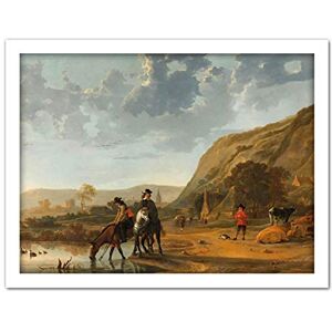 Artery8 Aelbert Cuyp River Landscape With Riders Painting Artwork Framed Wall Art Print 18X24 Inch Artery8 Aelbert Cuyp River Landscape With Riders Painting Artwork Framed Wall Art Print 18X24 Inch