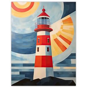 Artery8 Abstract Geometric Lighthouse Oil Painting Red Orange Blue Colour Gradient Sun Rays Reflecting on Lens Extra Large XL Wall Art Poster Print Artery8 Abstract Geometric Lighthouse Oil Painting Red Orange Blue Colour Gradient Sun Rays Reflecting on Lens Extra Large XL Wall Art Poster Print
