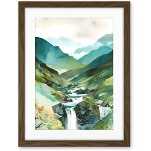 Artery8 River Cascades Waterfall in Misty Landscape Modern Watercolour Painting Artwork Framed Wall Art Print 18X24 Inch Artery8 River Cascades Waterfall in Misty Landscape Modern Watercolour Painting Artwork Framed Wall Art Print 18X24 Inch