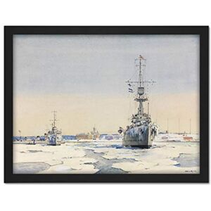 Fine Art Prints King Libau Harbour Destroyer Caledon WWI War Painting Artwork Framed Wall Art Print 18X24 Inch Fine Art Prints King Libau Harbour Destroyer Caledon WWI War Painting Artwork Framed Wall Art Print 18X24 Inch