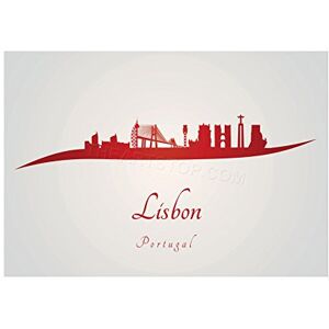 Wee Blue Coo Travel Painting Cityscape Red Portugal Lisbon Wall Art Print Wee Blue Coo Travel Painting Cityscape Red Portugal Lisbon Wall Art Print